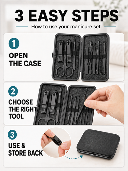 ✨Professional Portable Nail Clipper Set – Complete Grooming Kit for School, Travel & Home