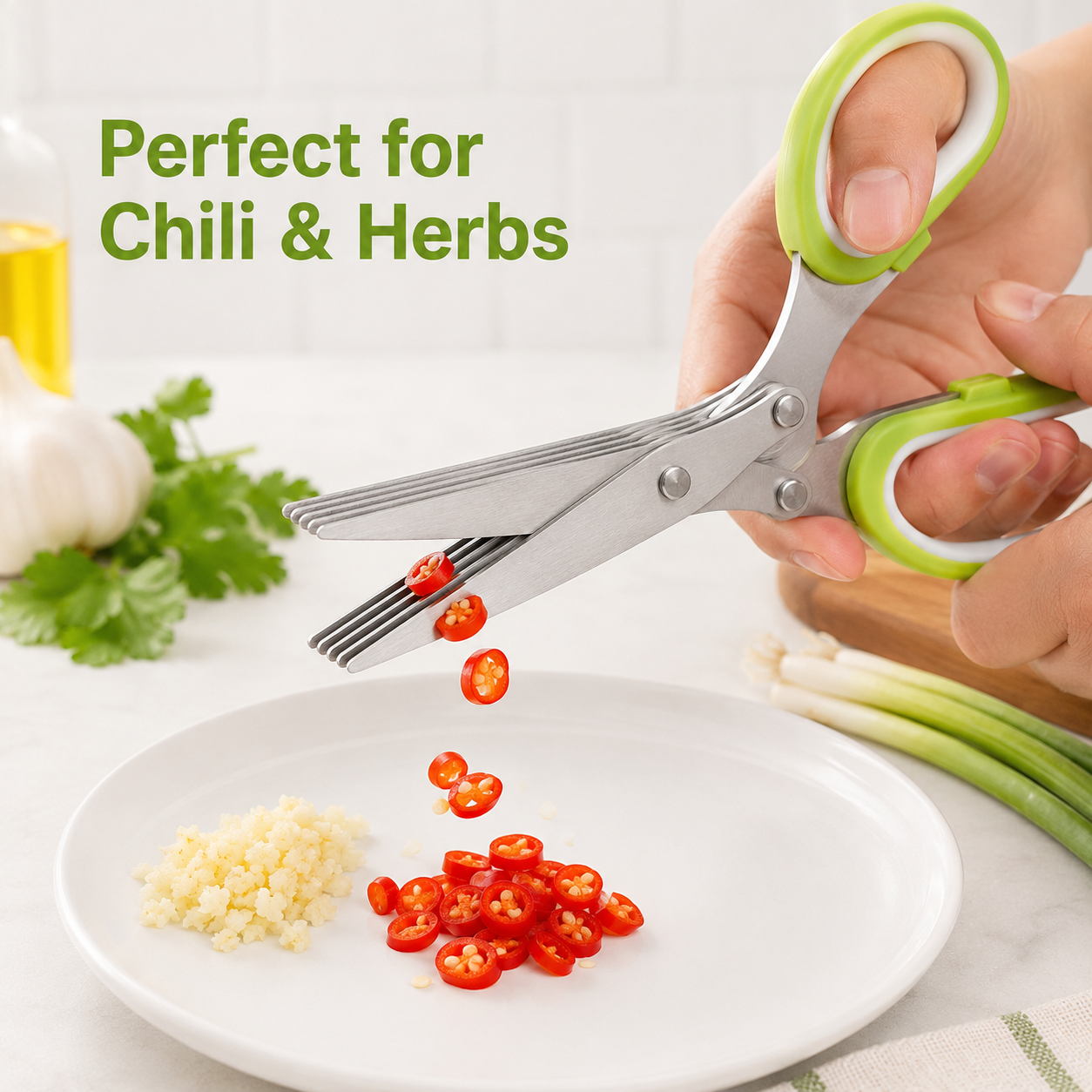🔥HOT SALE 49% OFF✂️ 5-Blade Kitchen Herb Scissors