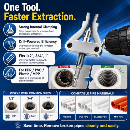 🛠️Broken Pipe Thread Extractor, Universal 1/2" 3/4" 1" Pipe Nipple Remover