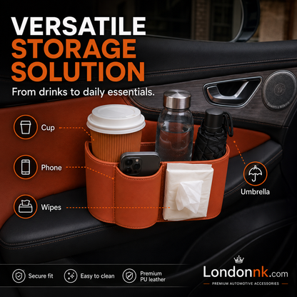 🚗🧺 50% OFF! Leather Car Door Cup Holder – Wide‑mouth opening, easy reach for drinks & phone