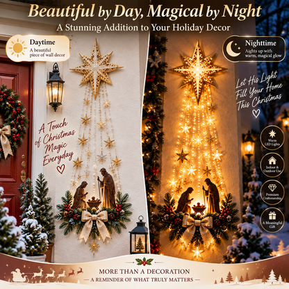 ✨Last Day 49% OFF✨✝️ Bethlehem Star of Faith™ – Lighted Nativity Wall Decor✝️