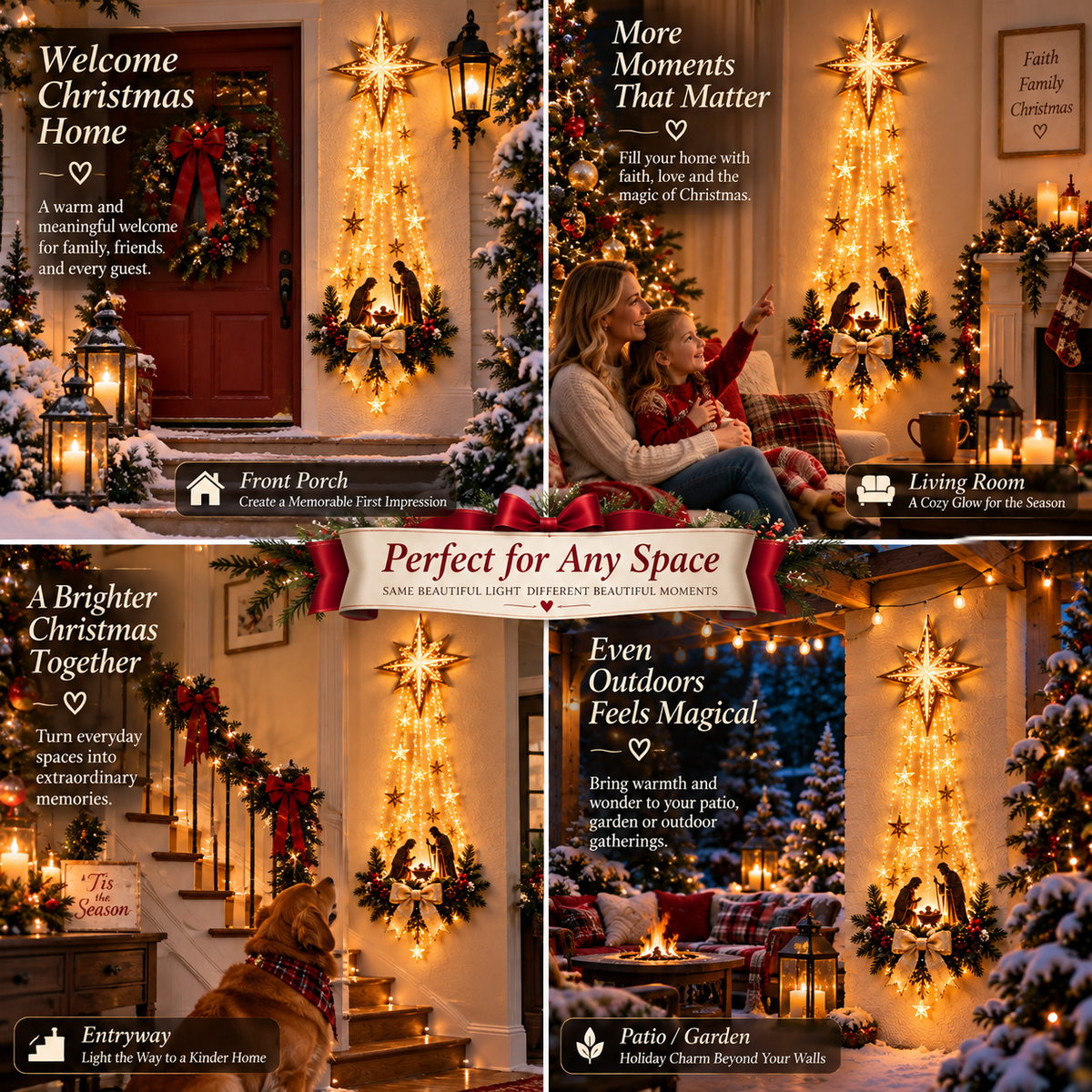 ✨Last Day 49% OFF✨✝️ Bethlehem Star of Faith™ – Lighted Nativity Wall Decor✝️