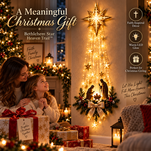 ✨Last Day 49% OFF✨✝️ Bethlehem Star of Faith™ – Lighted Nativity Wall Decor✝️