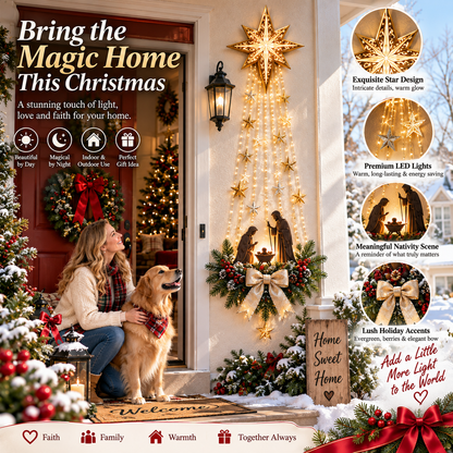 ✨Last Day 49% OFF✨✝️ Bethlehem Star of Faith™ – Lighted Nativity Wall Decor✝️