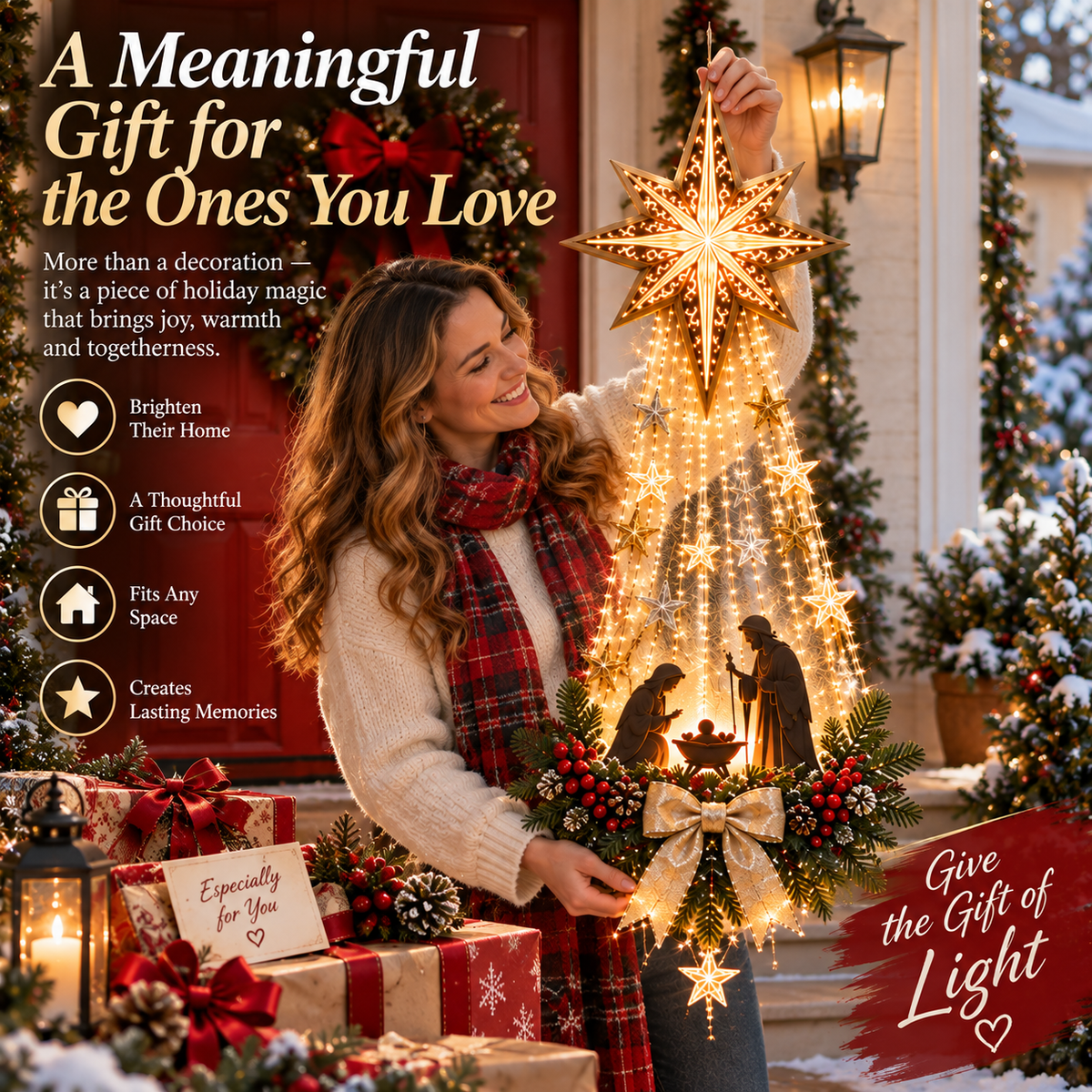 ✨Last Day 49% OFF✨✝️ Bethlehem Star of Faith™ – Lighted Nativity Wall Decor✝️