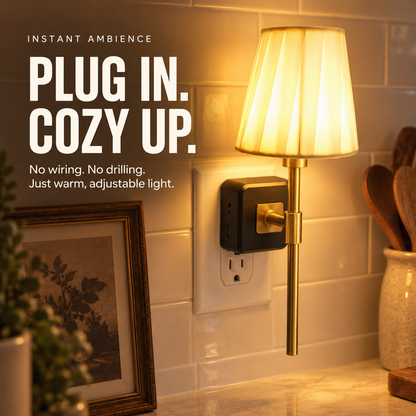 ✨ Dimmable Plug-In Wall Lamp with Pleated Shade – Cozy Light, No Wiring Needed