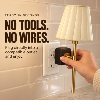 ✨ Dimmable Plug-In Wall Lamp with Pleated Shade – Cozy Light, No Wiring Needed
