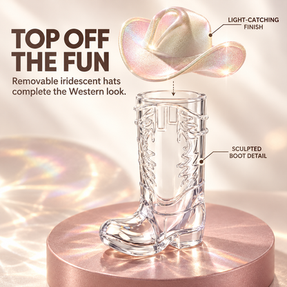 🤠 10-Pack Cowboy Boot Shot Cups with Iridescent Hats – Western Party Set