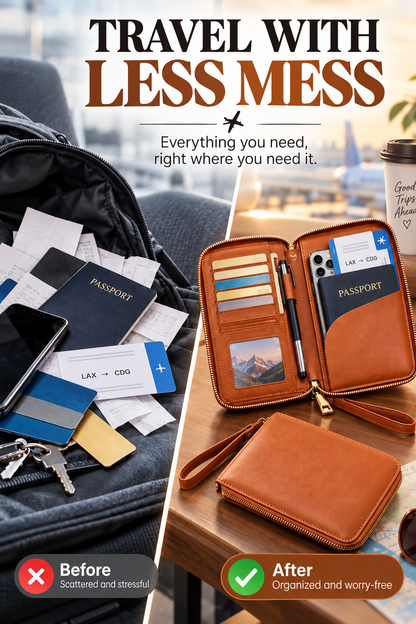 ✈️ Travel Deal – Zipper Passport Organizer 💼 RFID-Blocking Travel Holder for Cards, IDs & Essentials 🔒
