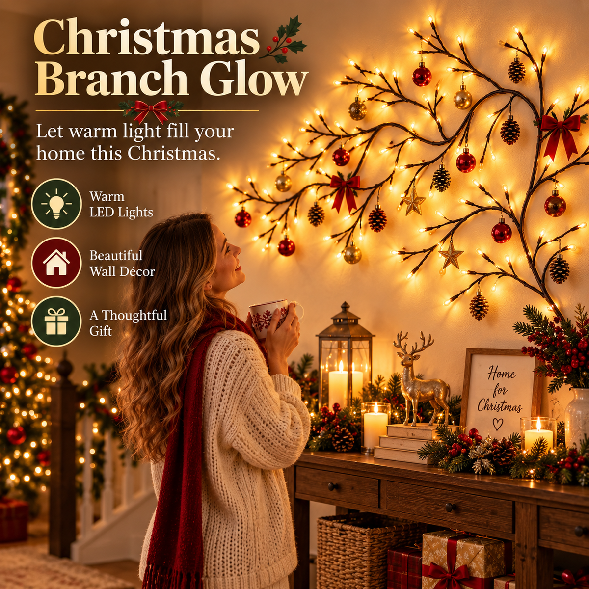 ✨ Flexible LED Branch Lights | Remote-Controlled Holiday Wall Decor(📦Buy 2 Free Shipping)🎁
