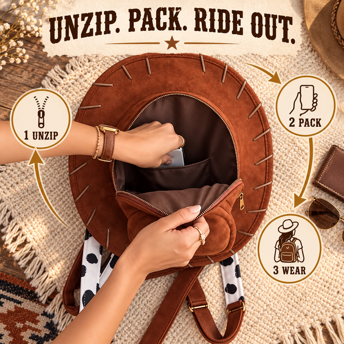 🤠 Cowgirl Hat Backpack – Turn Every Outfit Into a Western Statement