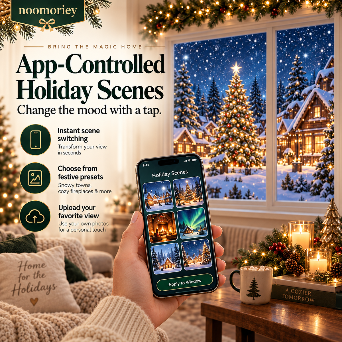 ✨ Christmas Magic Window Film – Remote Virtual Scene Home Decor