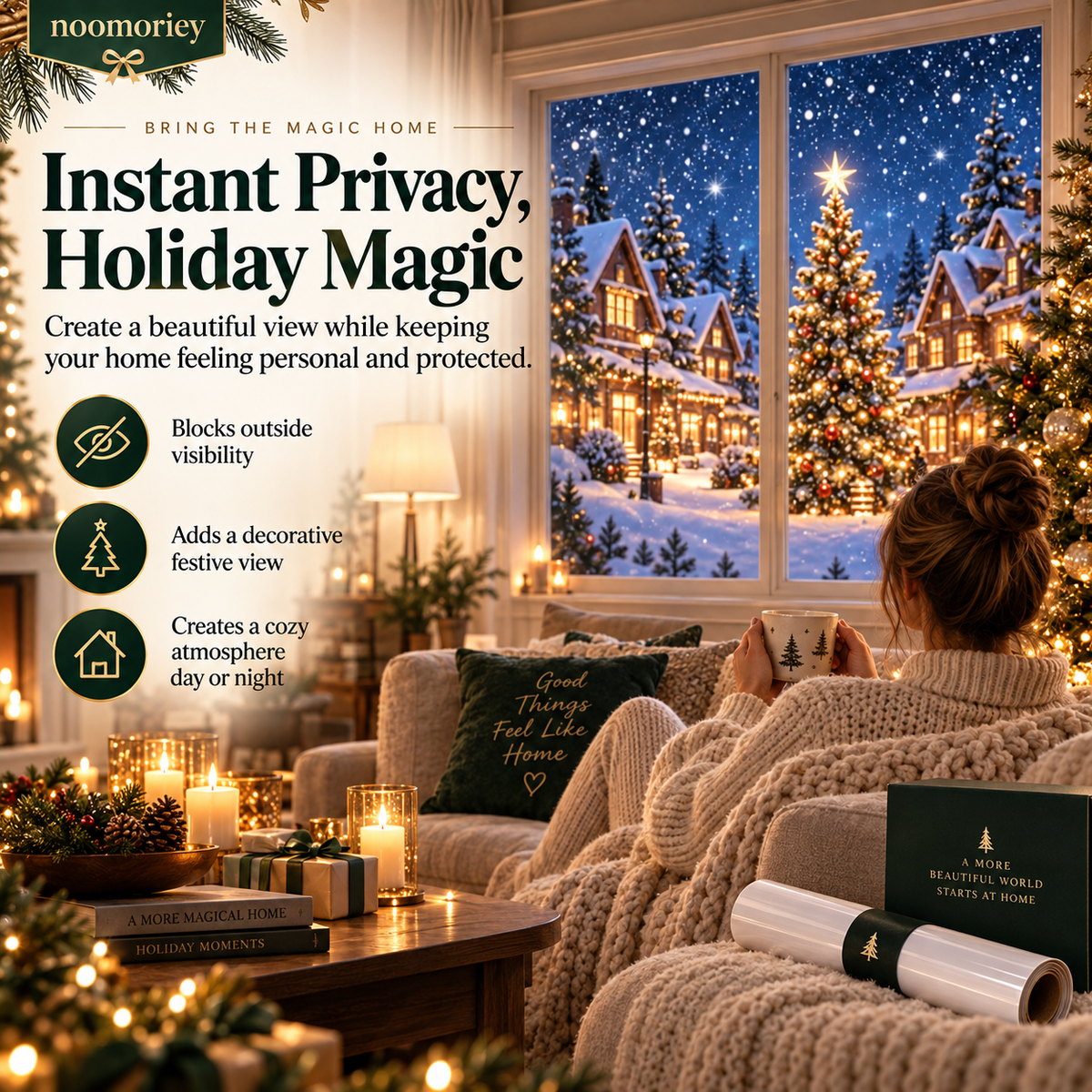 ✨ Christmas Magic Window Film – Remote Virtual Scene Home Decor