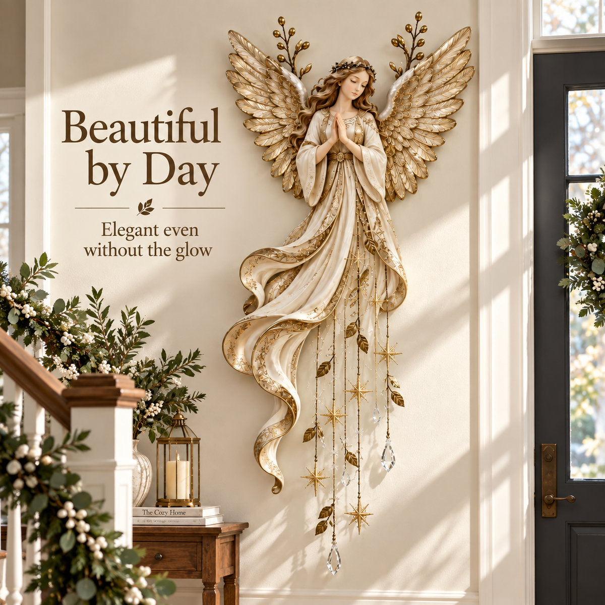 ✨Last Day 49% OFF👼Guardian Angel Starfall Cascade™ – Lighted Faith & Blessing Christmas Wall Decor✨