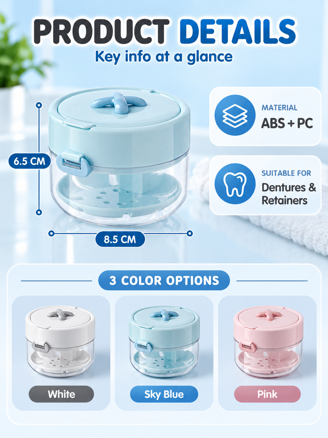 ✨ Travel Care Deal – Retainer Cleaning Case 🦷 Soak, Store & Rinse Container with Mirror & Brush for On-the-Go Use 💼