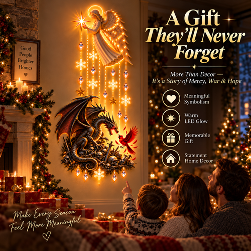 🐉🐦Mercy, War & Hope Lighted Wall Hanging-A Prayer for Peace Lighted Angel Wall Decor