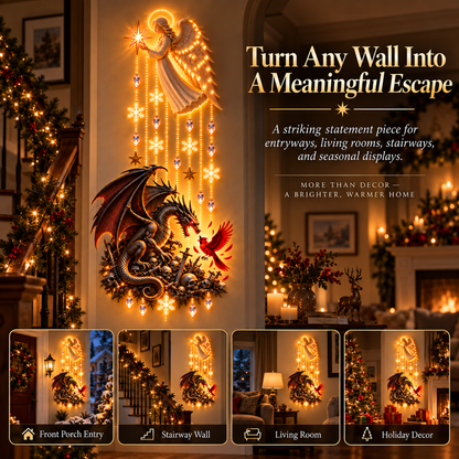 🐉🐦Mercy, War & Hope Lighted Wall Hanging-A Prayer for Peace Lighted Angel Wall Decor