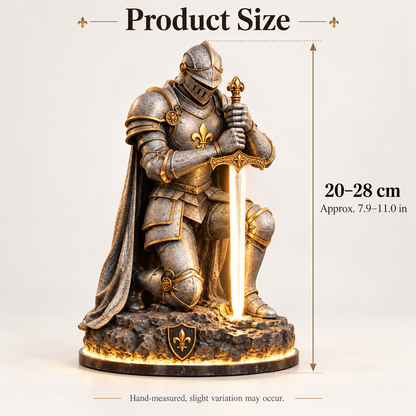 👑🛡️ The King’s Last Guardian – Illuminated Knight Sculpture