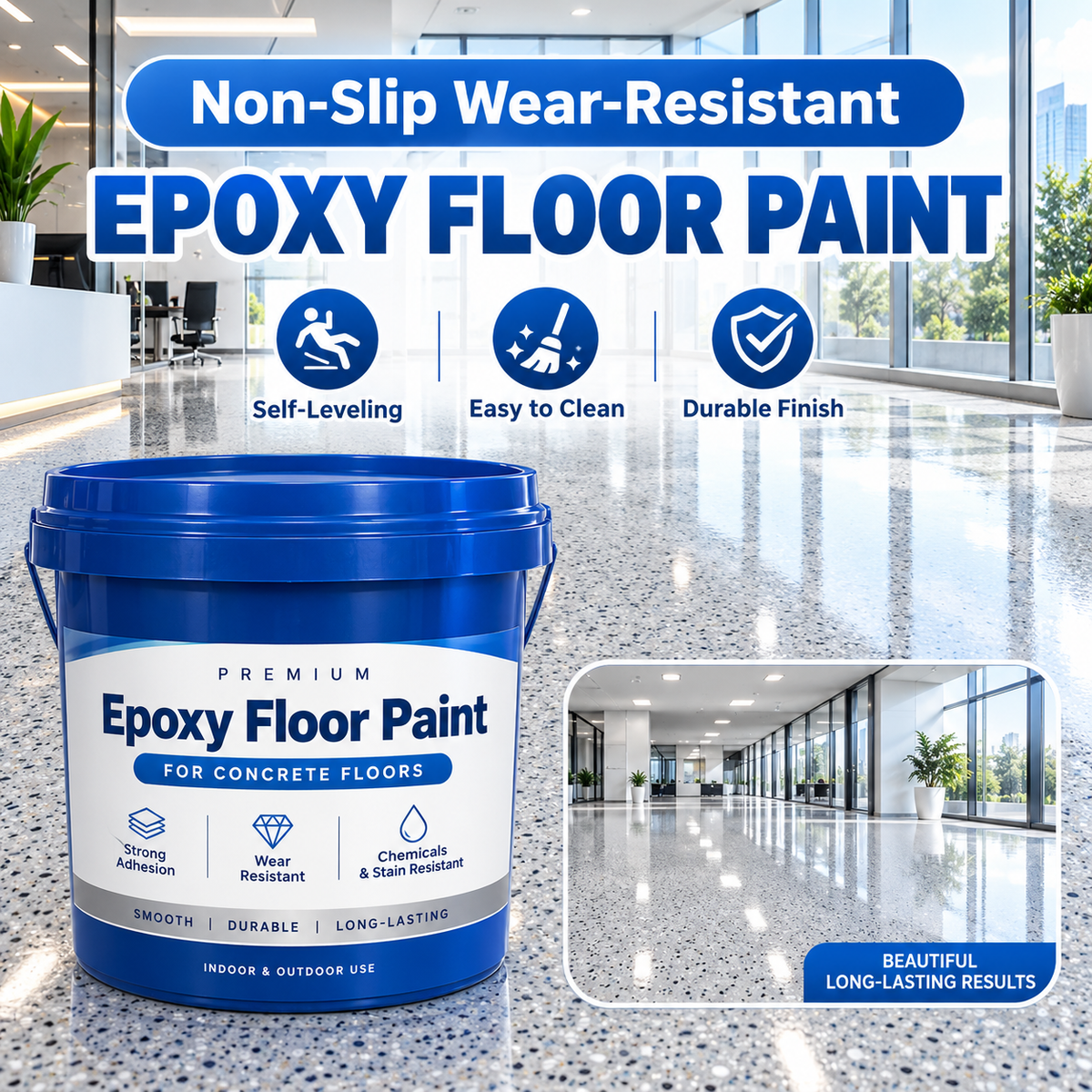 🏚️High-Gloss Self-Leveling Epoxy Floor Coating – Transform Garages, Basements & Workshops