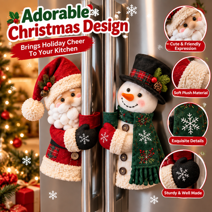 🎅 Santa & Snowman Christmas Fridge Handle Decorations