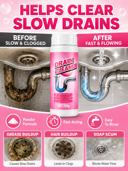 🚿💧 Powerful Drain Cleaner 🫧 Fast Acting Foaming Clog Remover & Deodorizer for Kitchen Sinks Pipes & Household Drains