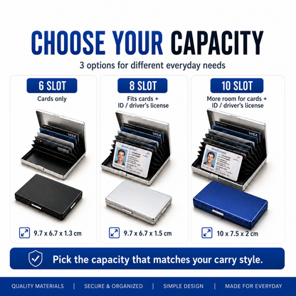 RFID Blocking Metal Card Holder – Slim Stainless Steel Wallet, 6/8/10 Slot