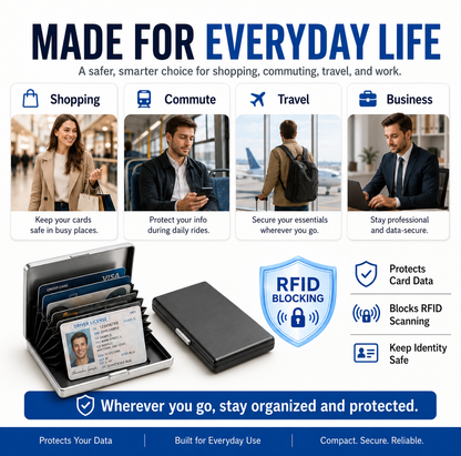 RFID Blocking Metal Card Holder – Slim Stainless Steel Wallet, 6/8/10 Slot