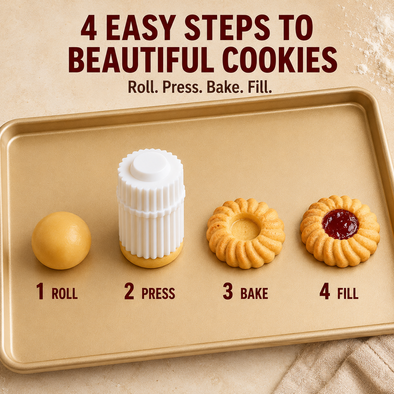 ✨ BUY 1 GET 1 FREE!🍓 Spiral Jam Cookie Press Mold – Beautiful Bakery-Style Cookies Made Easy