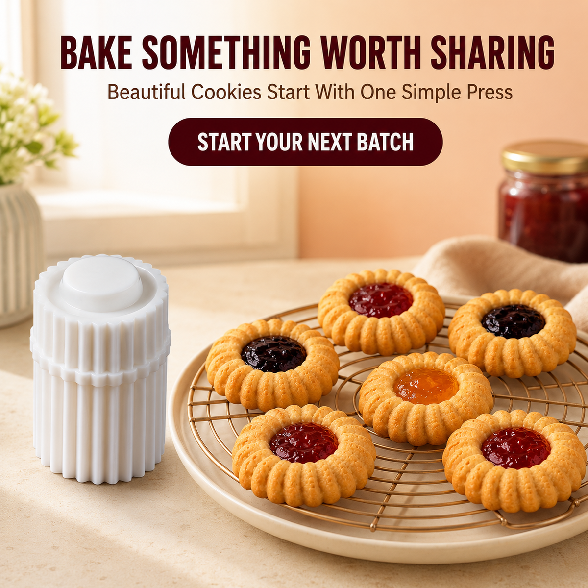 ✨ BUY 1 GET 1 FREE!🍓 Spiral Jam Cookie Press Mold – Beautiful Bakery-Style Cookies Made Easy