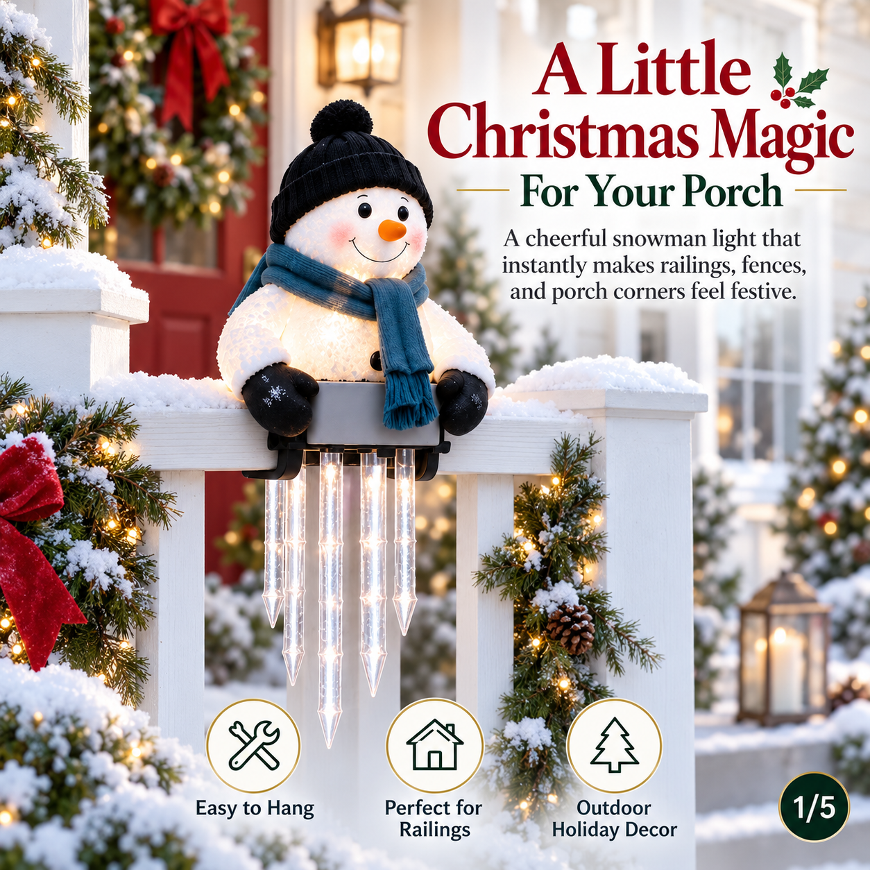 🔥 Today 49% OFF - WinterGlow Snowman Icicle Light Decor