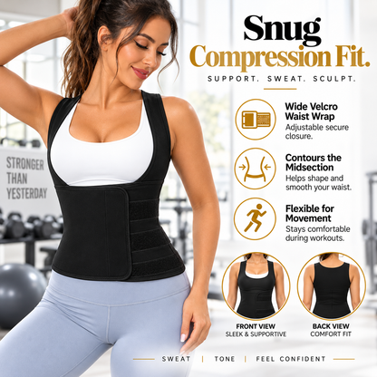 🔥 50% OFF! 🏋️ Women's Sweat Compression Shapewear Vest – Tummy Control & Sculpting Fit