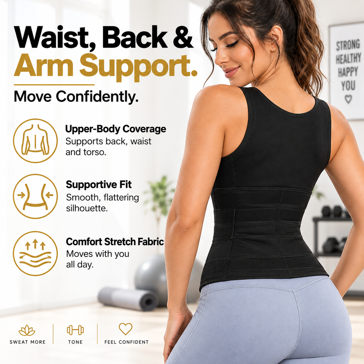 🔥 50% OFF! 🏋️ Women's Sweat Compression Shapewear Vest – Tummy Control & Sculpting Fit