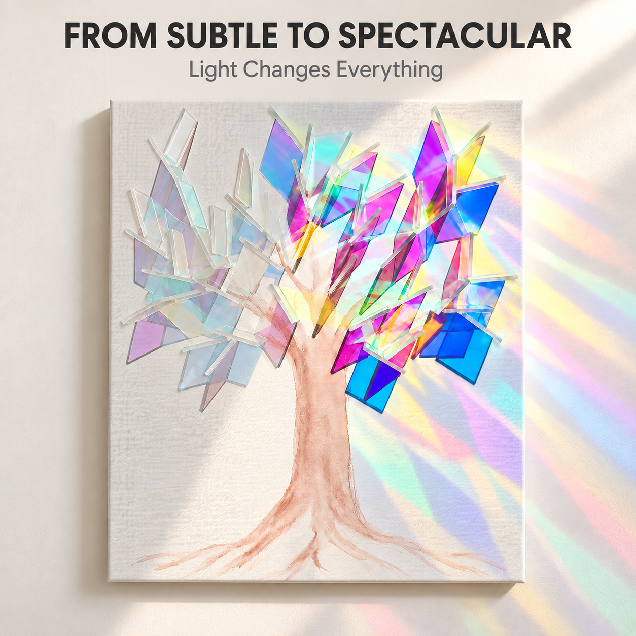 🌈 Prismatic Sun-Catcher Tree Wall Art – 3D Iridescent Home Decor