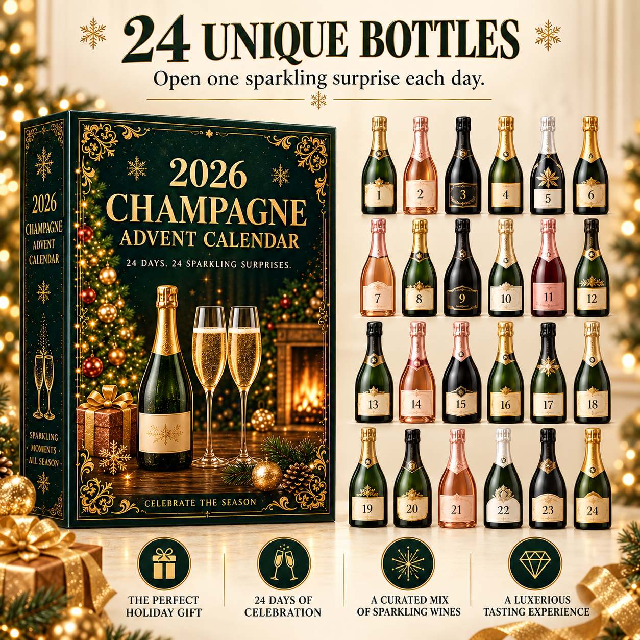 🥂🎄 Champagne Advent Calendar 2026 – 24 Days of Sparkling Christmas Surprises ✨