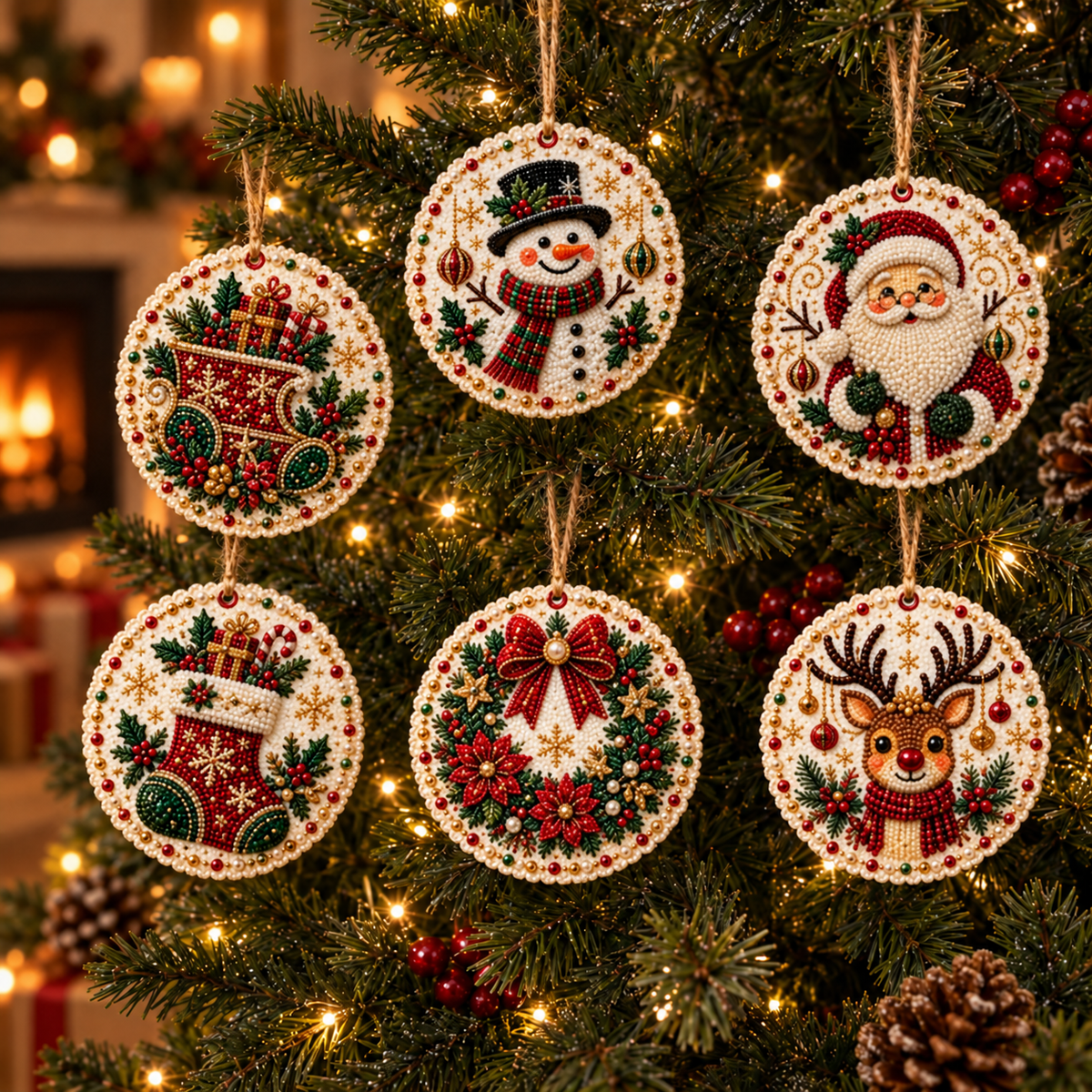 6PCS DIY Christmas Wooden Diamond Art Ornaments Kit 🌟🪵
