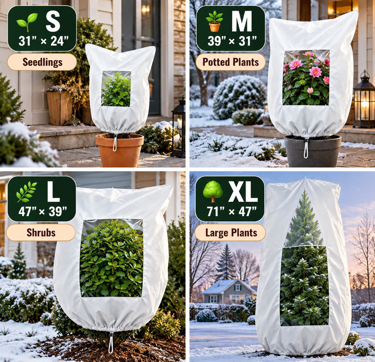🌿 WINTER GARDEN ESSENTIAL | Plant Frost Protection Cover – Breathable Reusable Cover for Shrubs, Pots & Young Trees