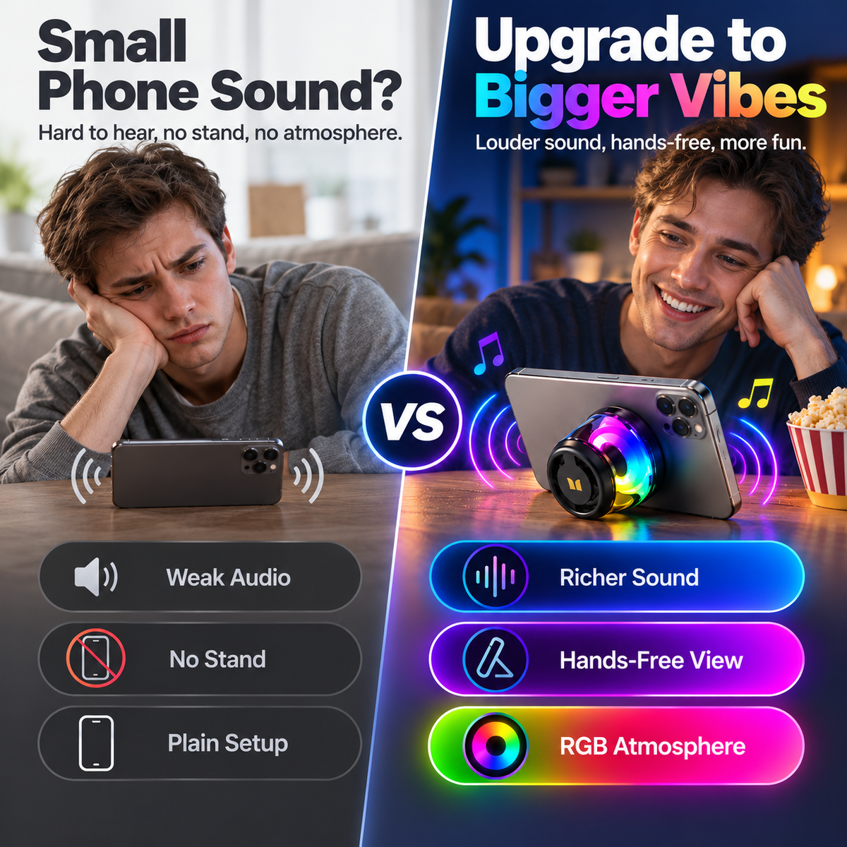 🎵 Bluetooth 6.0 Portable Speaker – RGB Lights, 360° TWS Stereo Sound, Magnetic Design, Long Battery Life