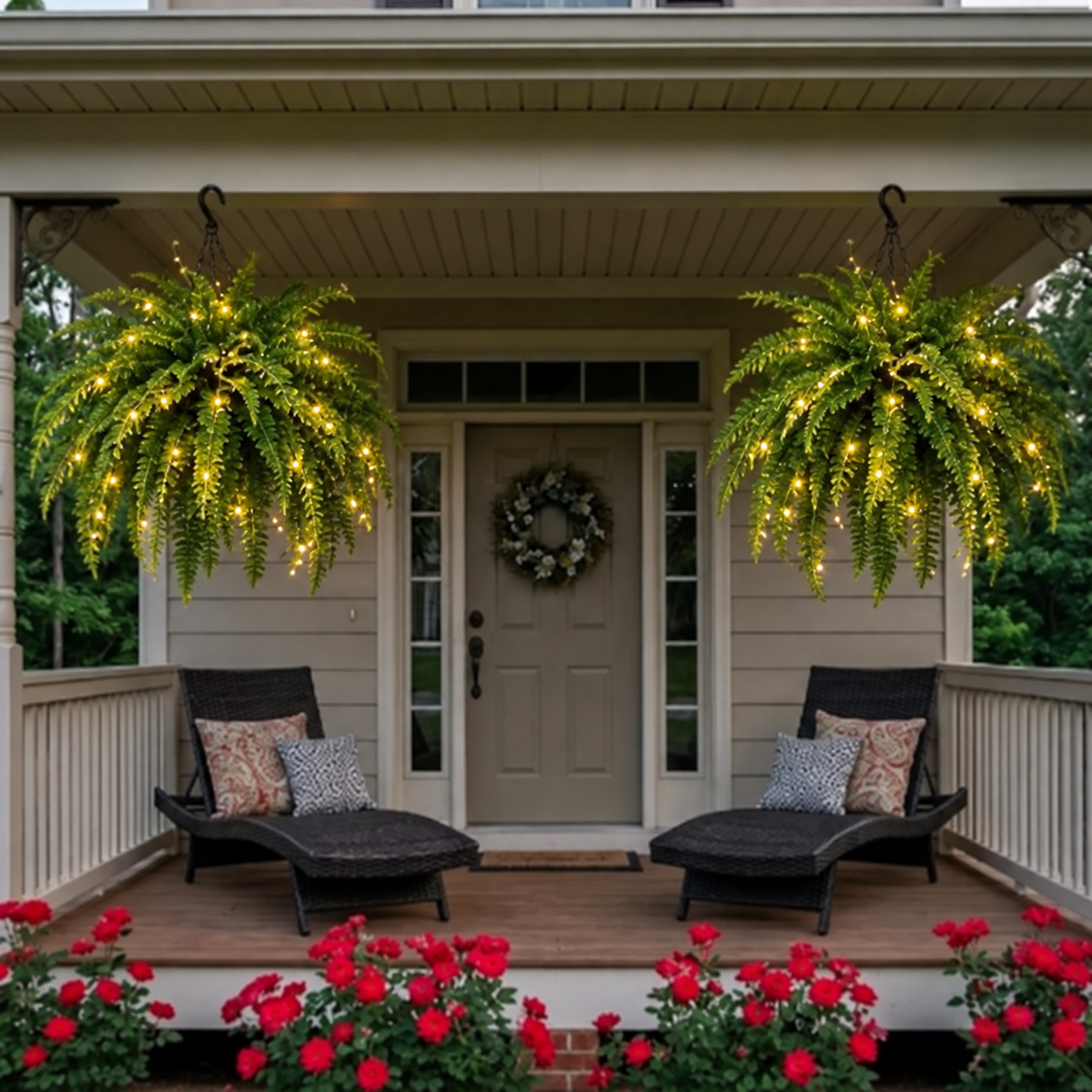💛Glowing Boston Ferns with Lights – 🌿 Zero Watering, Zero Maintenance