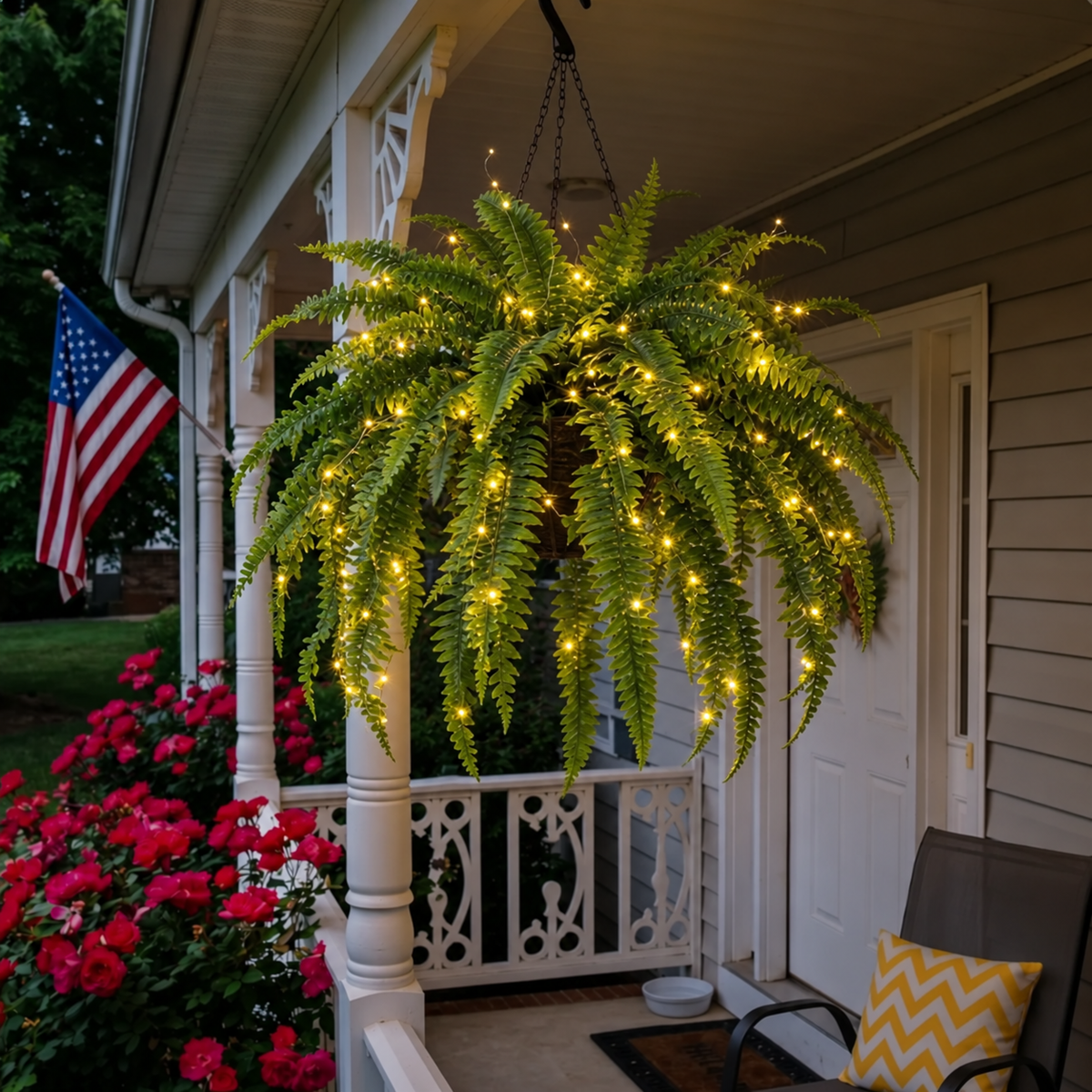 💛Glowing Boston Ferns with Lights – 🌿 Zero Watering, Zero Maintenance