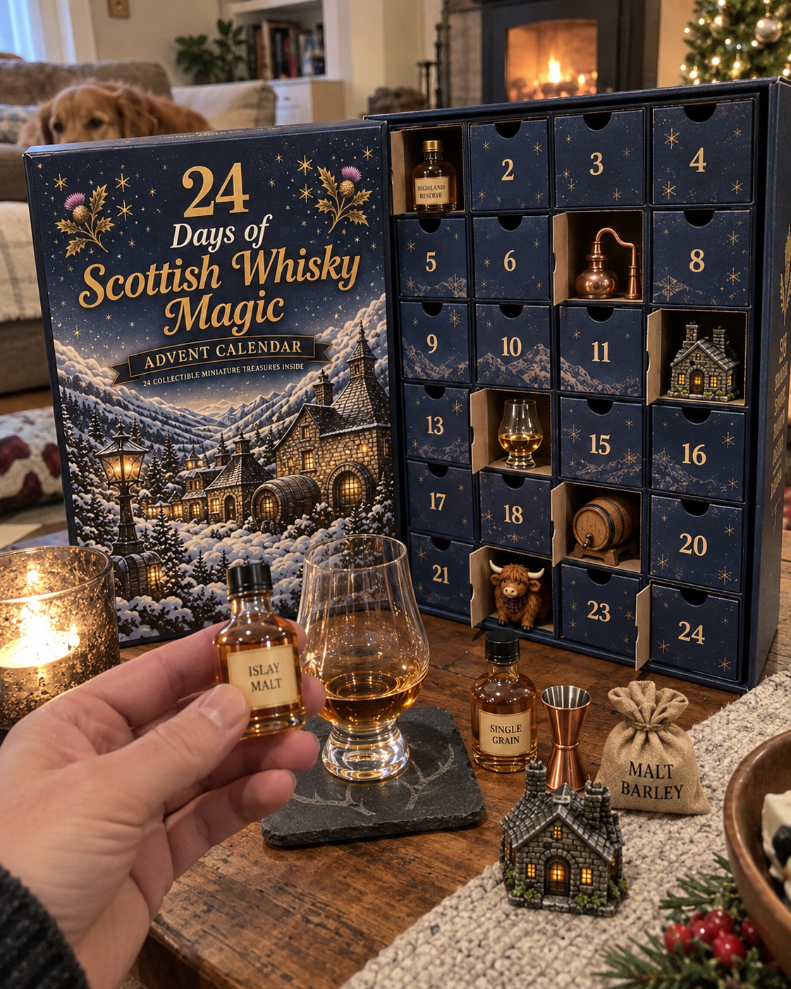 2026 Days of Scottish Whisky Magic Blind Box - 24-Day Festive Countdown, Scottish Whisky-Themed Collectible Figures Blind Box - Gift For Whisky Lovers