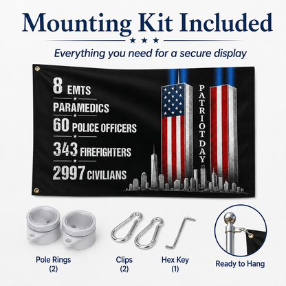 9/11 Patriot Day Memorial Historical Numbers US Grommet Flag
