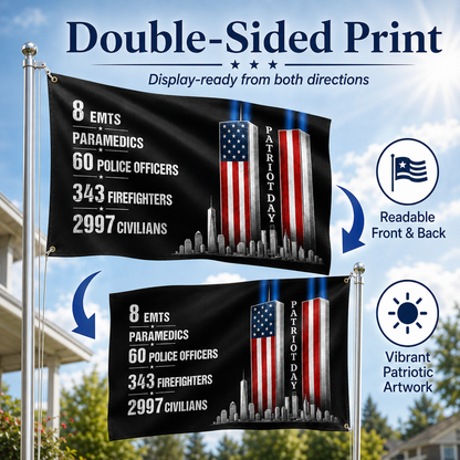 9/11 Patriot Day Memorial Historical Numbers US Grommet Flag