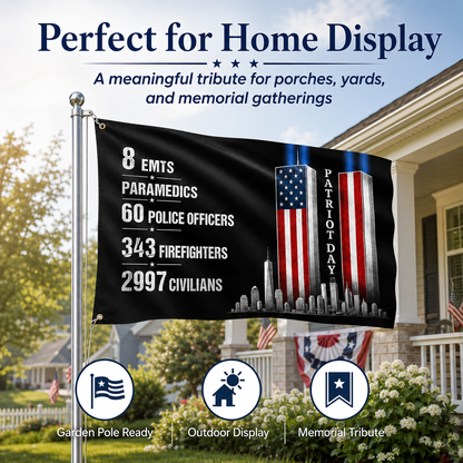 9/11 Patriot Day Memorial Historical Numbers US Grommet Flag