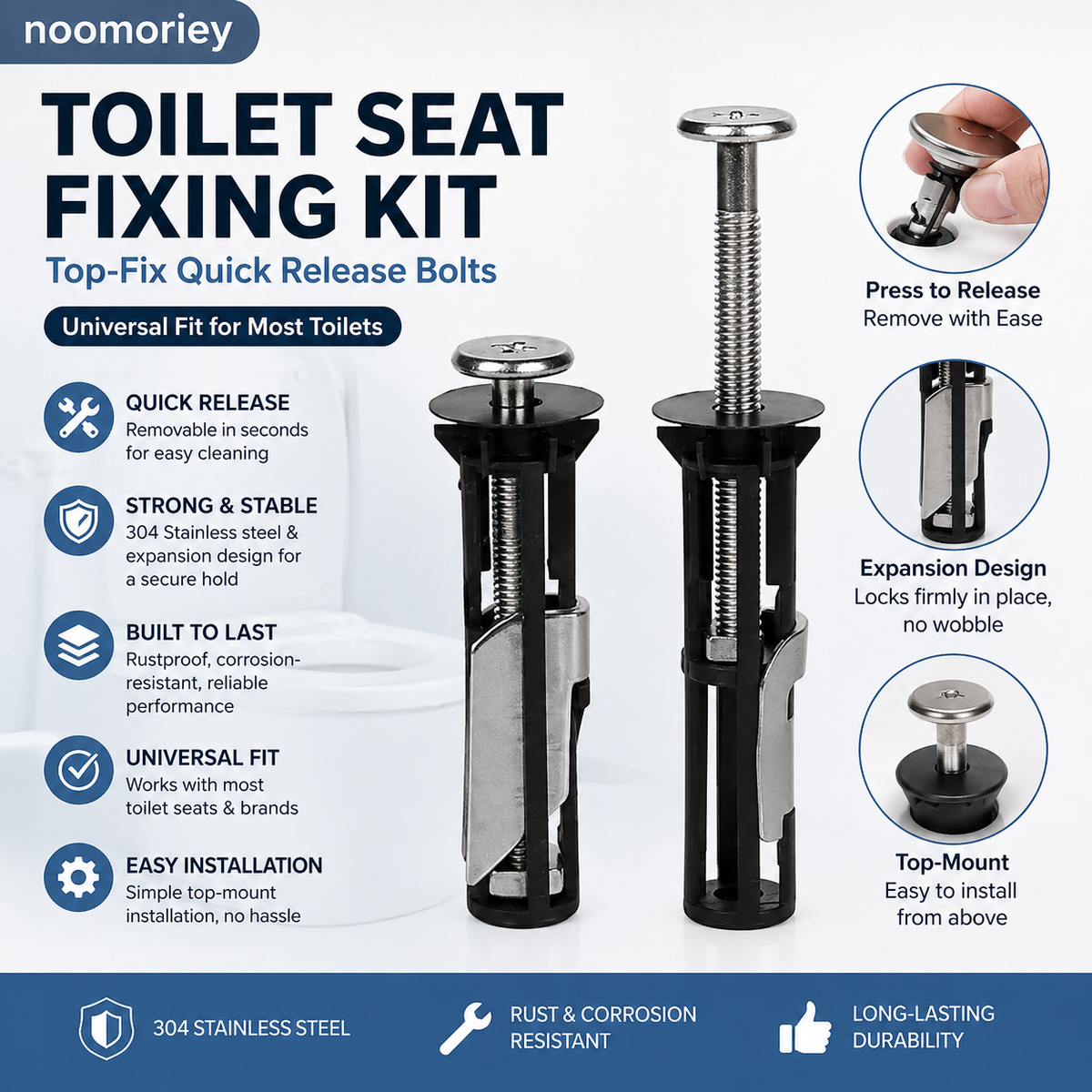 Universal Toilet Seat Bolt Kit for Easy Replacement and Maintenance