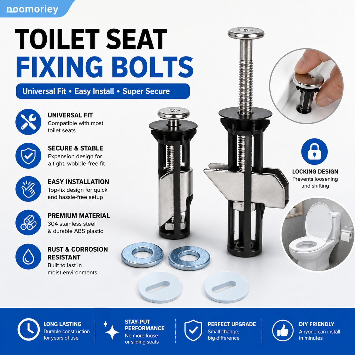 Universal Toilet Seat Bolt Kit for Easy Replacement and Maintenance