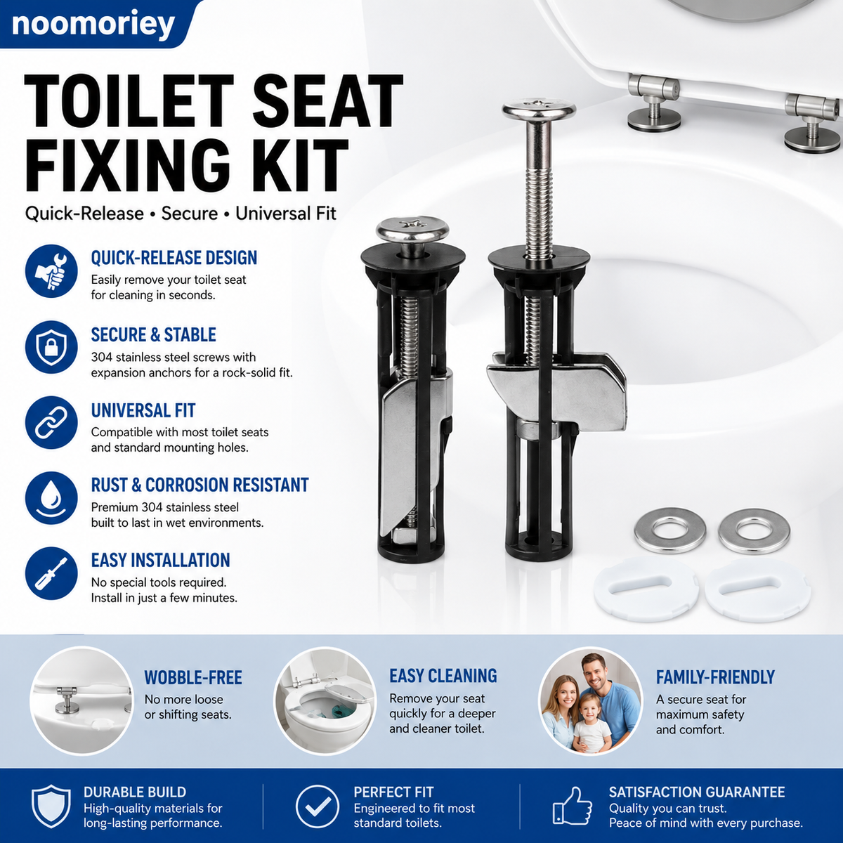 Universal Toilet Seat Bolt Kit for Easy Replacement and Maintenance