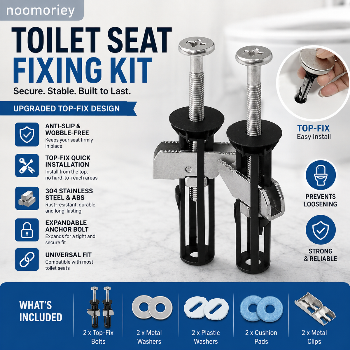 Universal Toilet Seat Bolt Kit for Easy Replacement and Maintenance