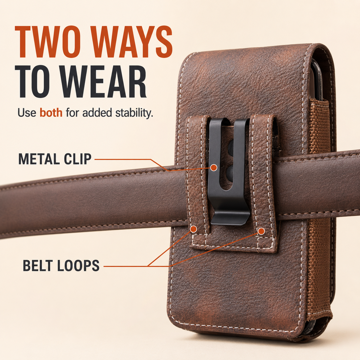 ⚡Men's Cell Phone Holster Pouch with Card Holder, Belt Clip Holster Casual Belt Bag