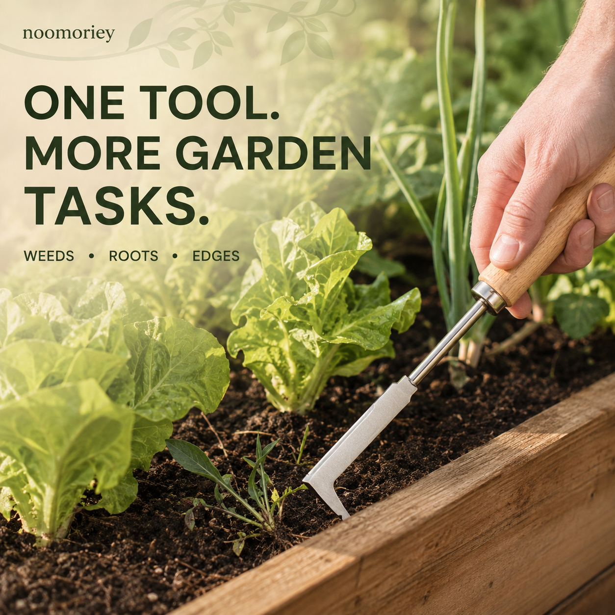 Wooden Handle Crevice Weeder, Stainless Steel Manual Grass Remover for Patio, Pathways & Yards