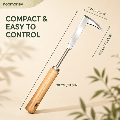 Wooden Handle Crevice Weeder, Stainless Steel Manual Grass Remover for Patio, Pathways & Yards